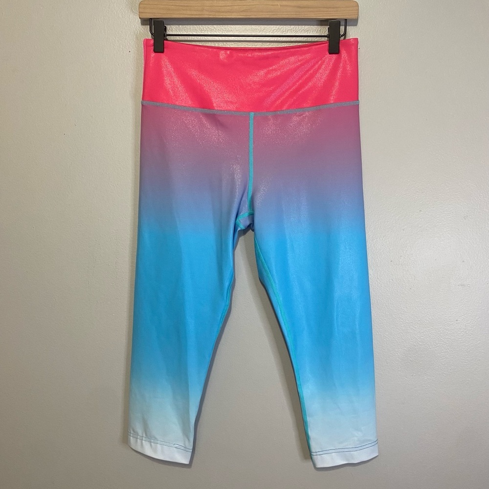 ZYIA Active Venom Ombre Metallic Light N Tight Leggings Blue Pink Size 8-10